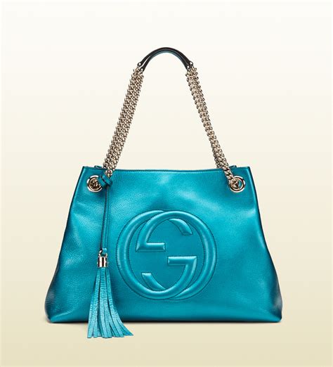 sac gucci bleu marine|Gucci leather shoulder bag.